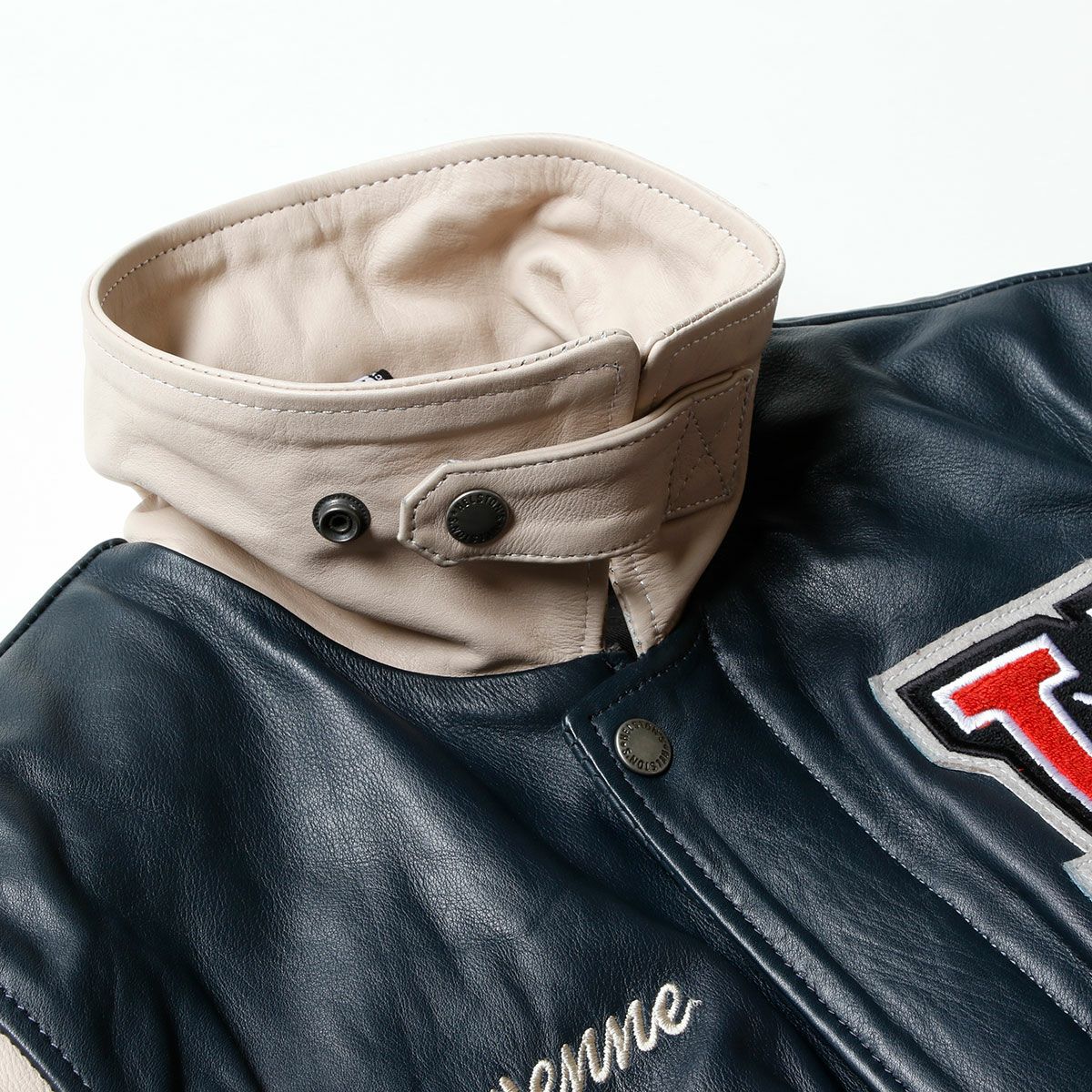 helstons｜シャイアン ラグ レザー ジャケット｜ネイビー×ベージュ