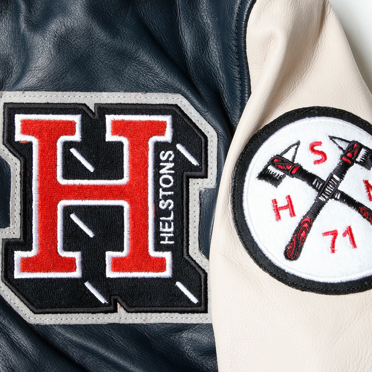 helstons｜シャイアン ラグ レザー ジャケット｜ネイビー×ベージュ