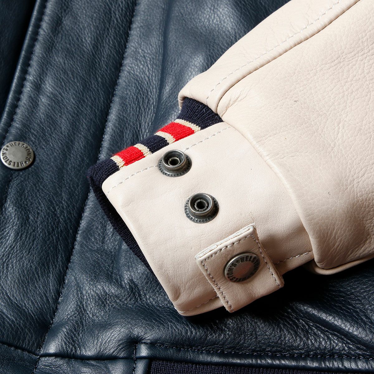 helstons｜シャイアン ラグ レザー ジャケット｜ネイビー×ベージュ