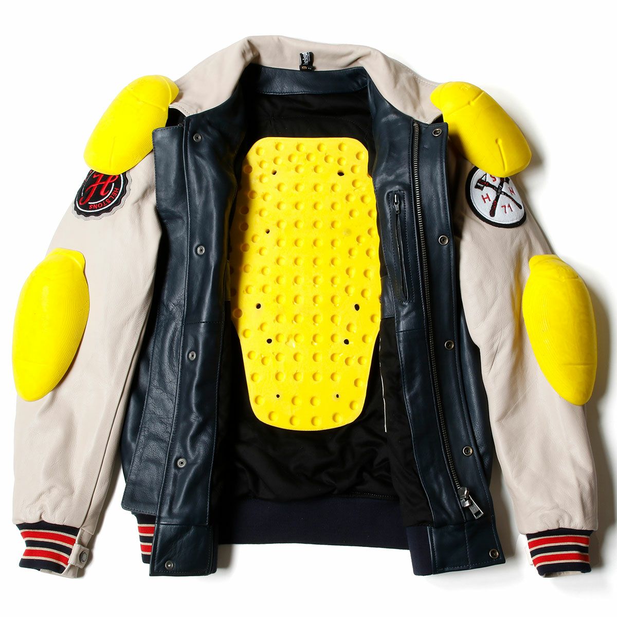 helstons｜シャイアン ラグ レザー ジャケット｜ネイビー×ベージュ