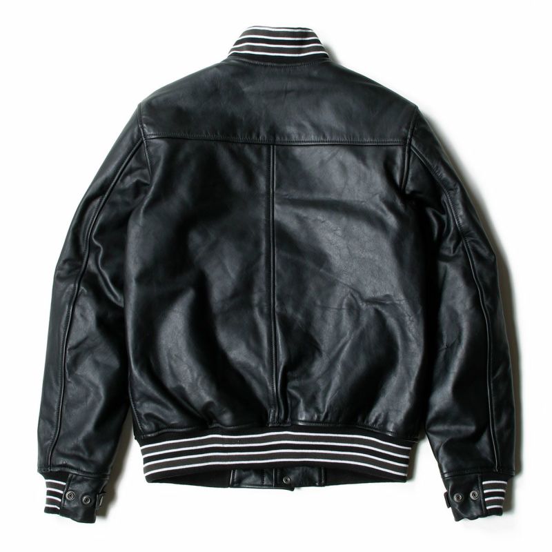 helstons｜カレッジ レザー ジャケット｜ブラック