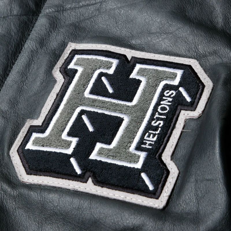 helstons｜カレッジ レザー ジャケット｜ブラック