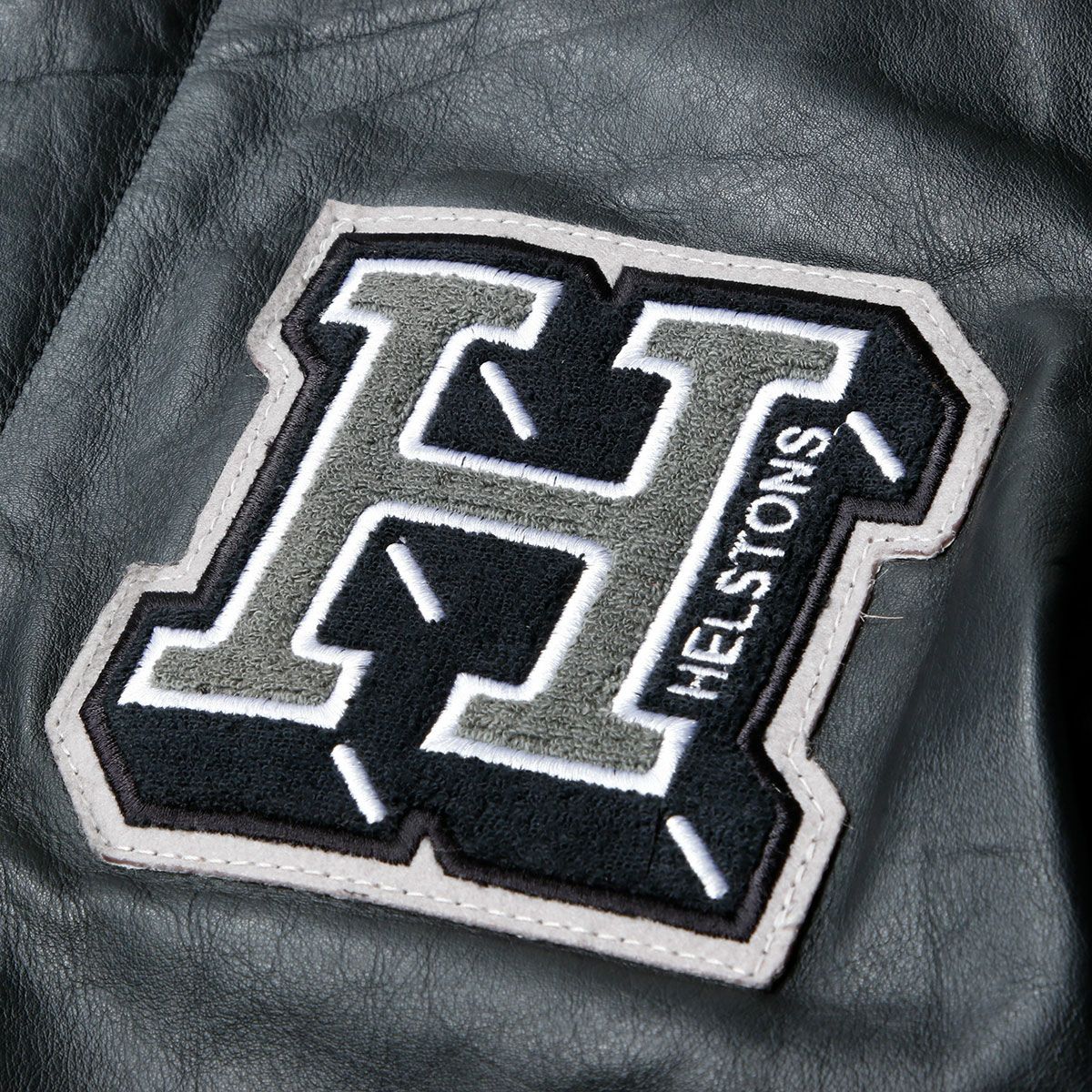 helstons｜カレッジ レザー ジャケット｜ブラック