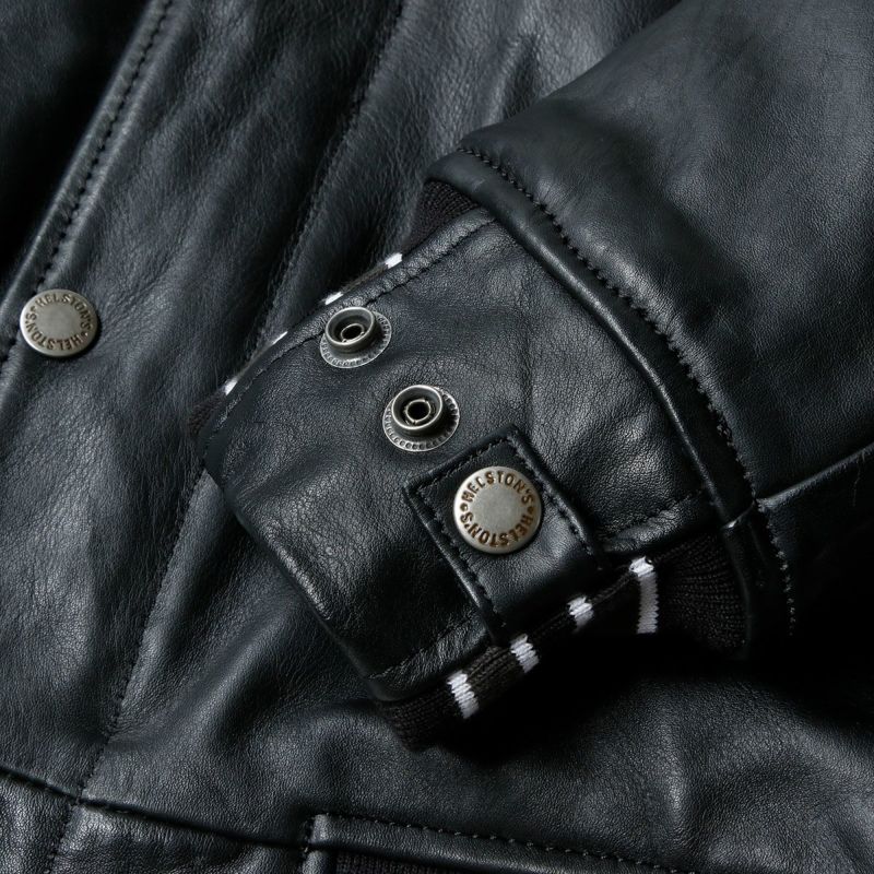 helstons｜カレッジ レザー ジャケット｜ブラック