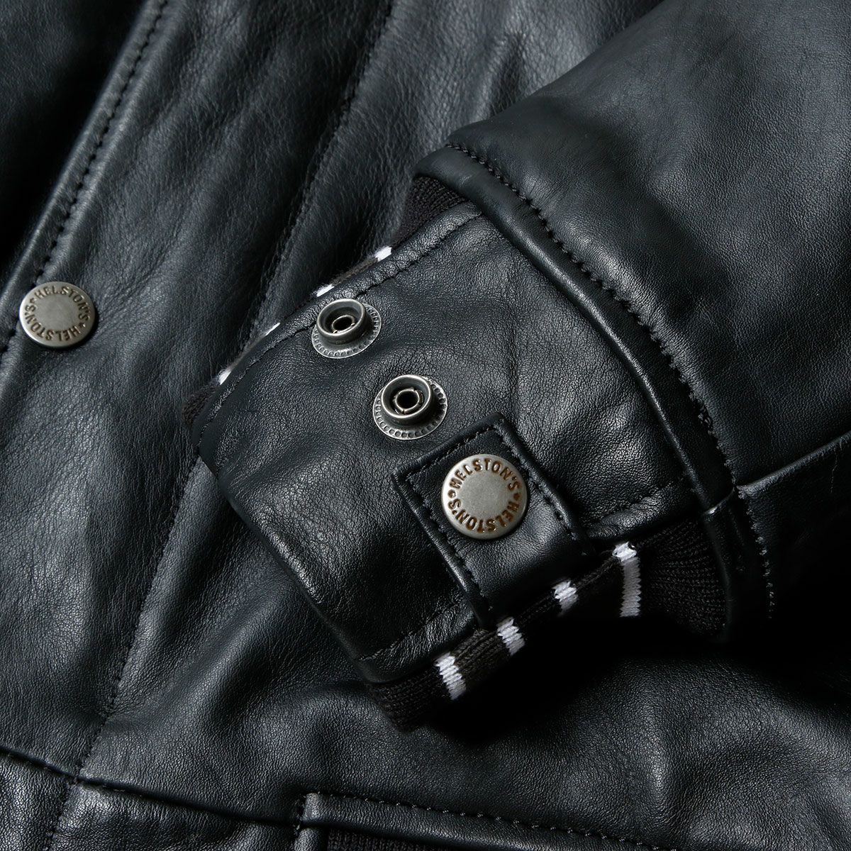 helstons｜カレッジ レザー ジャケット｜ブラック