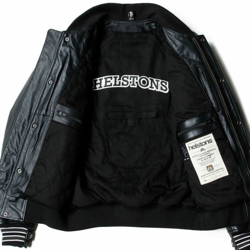 helstons｜カレッジ レザー ジャケット｜ブラック