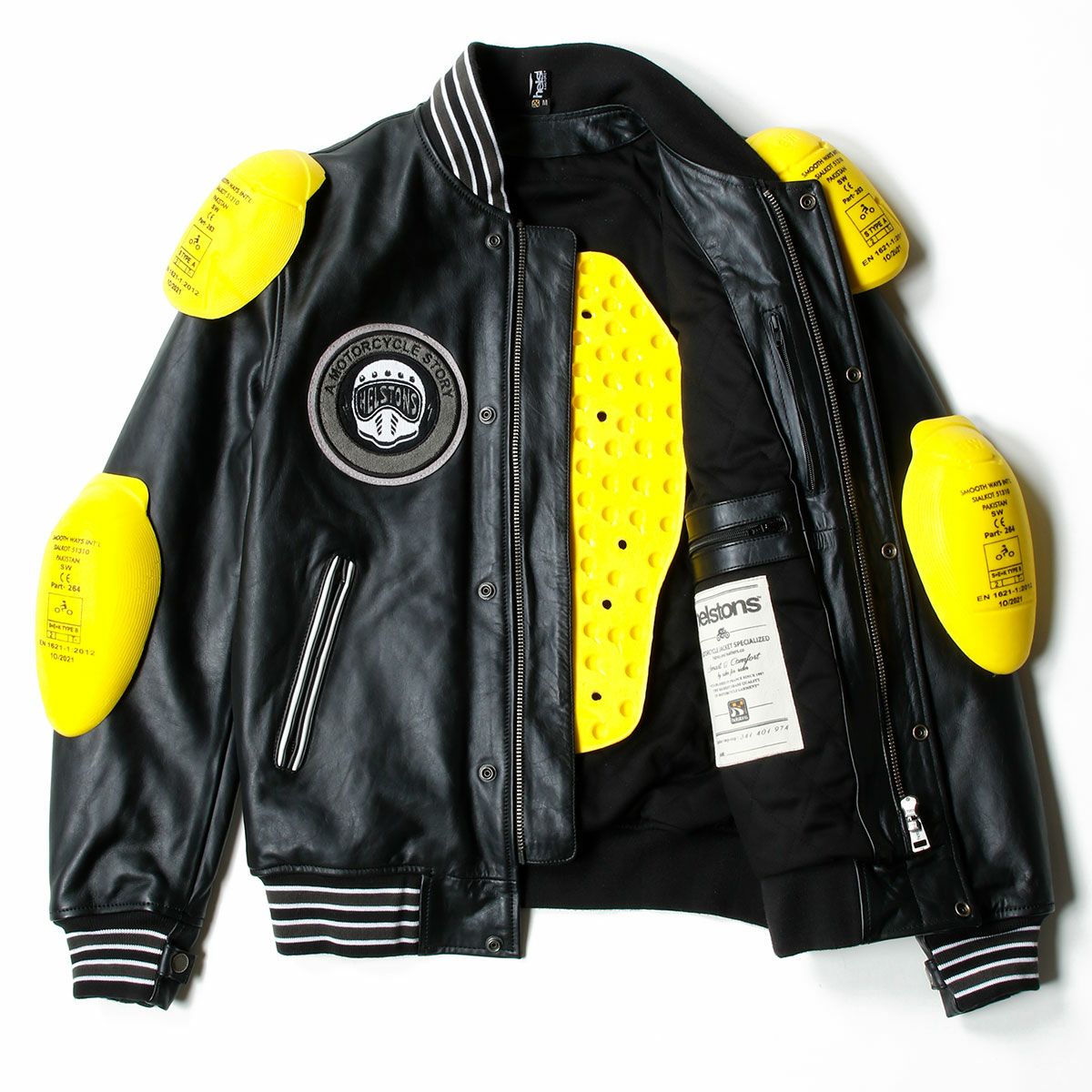 helstons｜カレッジ レザー ジャケット｜ブラック