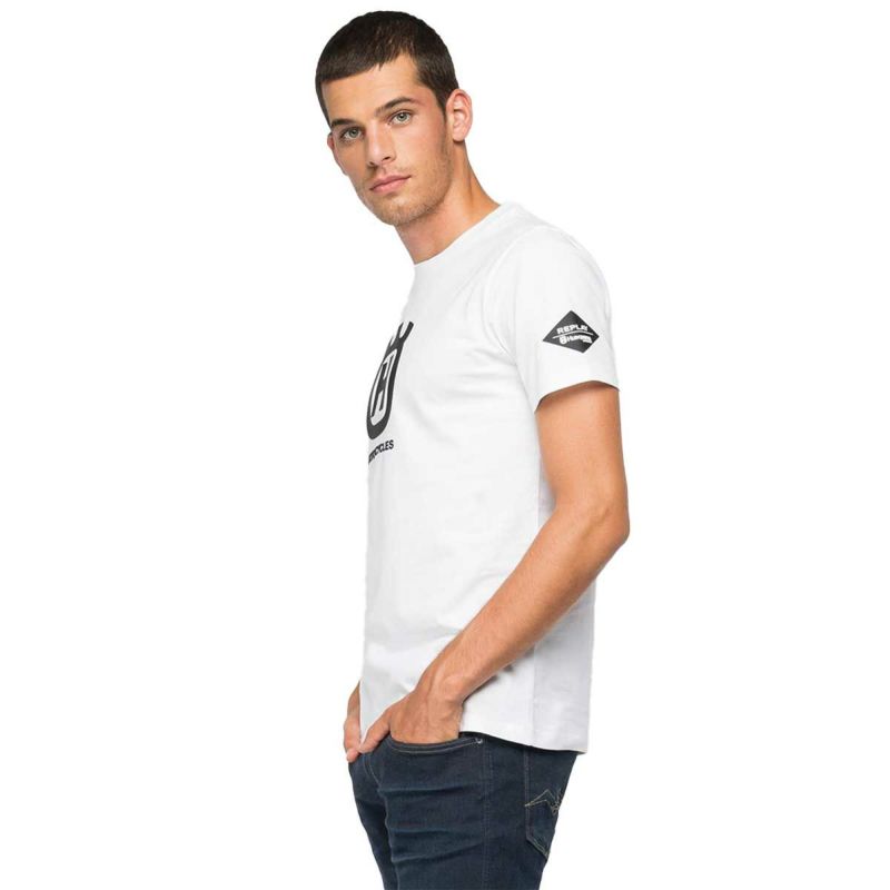 Replay｜オーガニック コットン Tシャツ｜ホワイト｜モデル着用