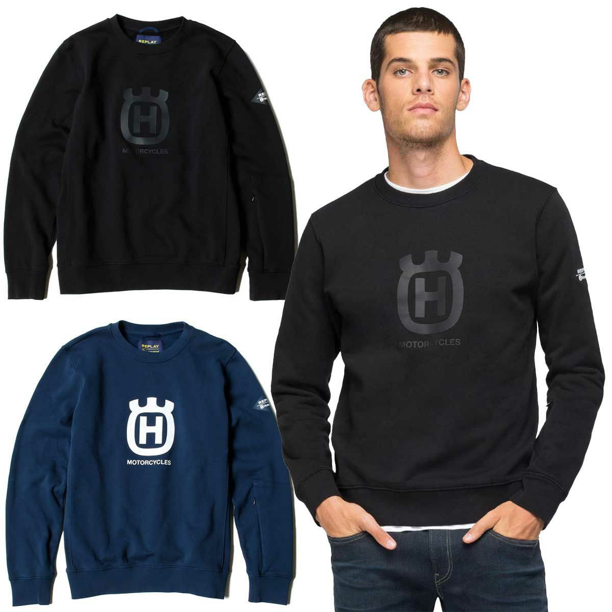 Replay｜クルーネック コットン スウェットシャツ｜