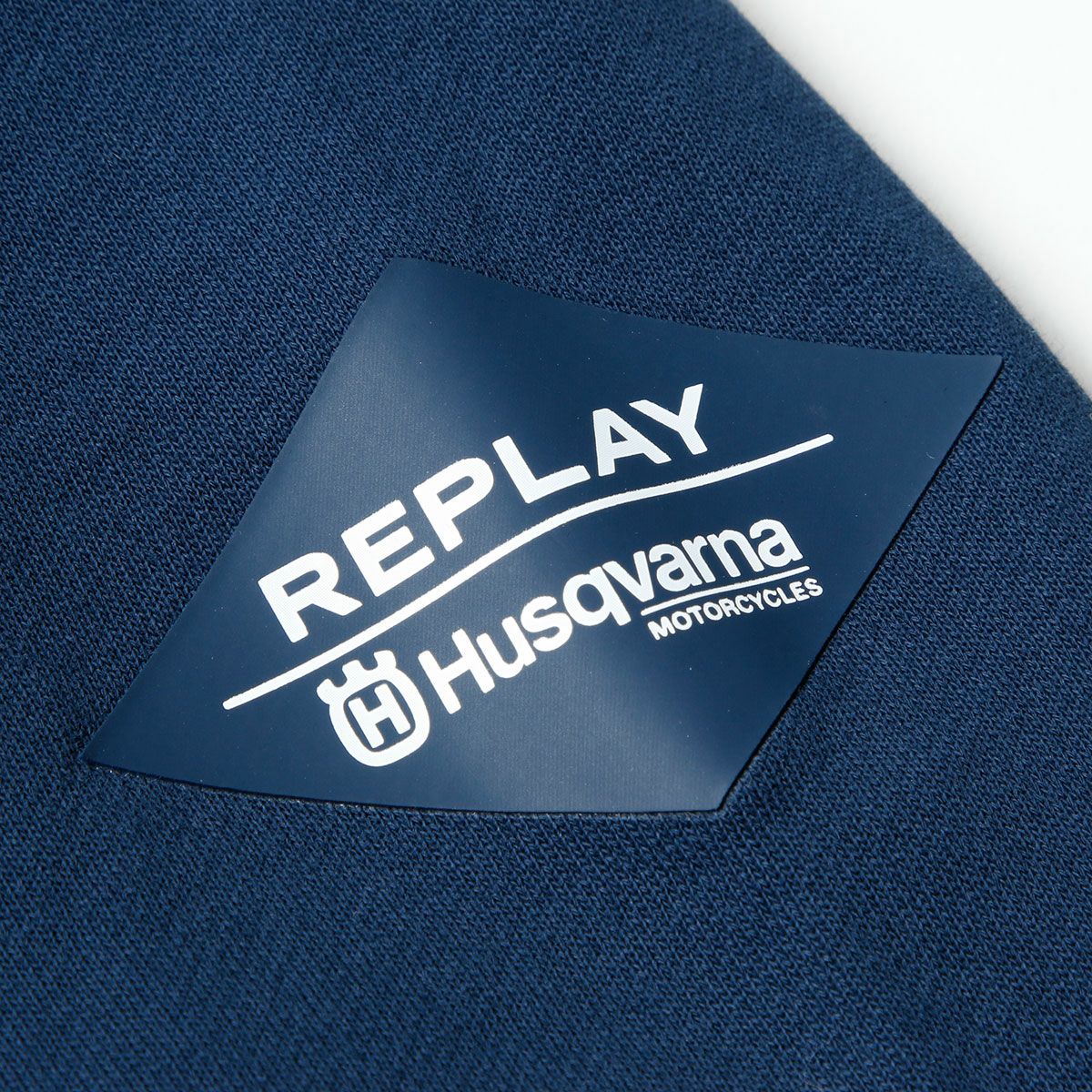 Replay｜クルーネック コットン スウェットシャツ｜ネイビーブルー