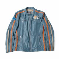 GULF｜ガルフ クラシック レーシング レザー ジャケット｜アウター｜アイスブルー