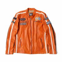 GULF｜ガルフ クラシック レーシング レザー ジャケット｜アウター｜オレンジ