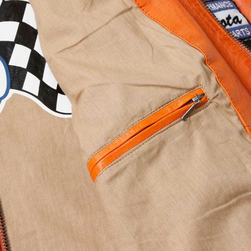 GULF｜ガルフ クラシック レーシング レザー ジャケット｜アウター｜オレンジ
