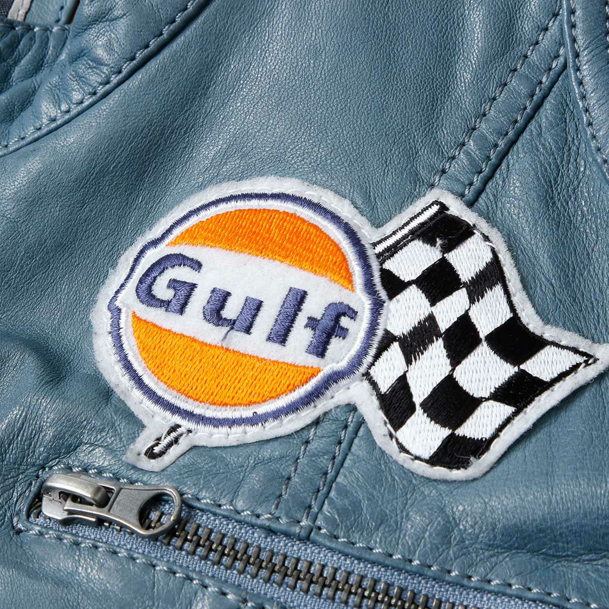 GULF｜ガルフ クラシック レーシング レザー ジャケット｜アウター｜アイスブルー