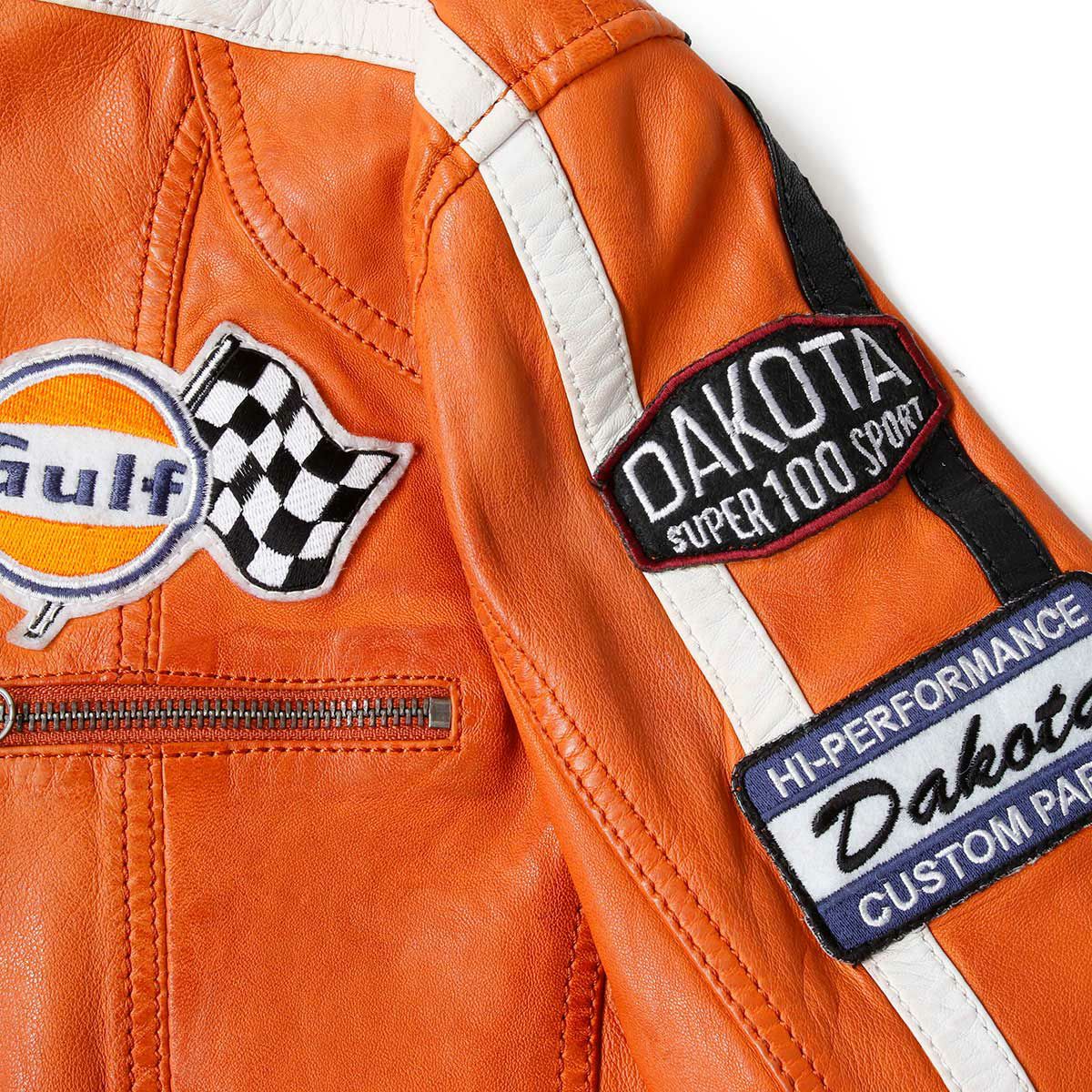 GULF｜ガルフ クラシック レーシング レザー ジャケット｜アウター｜オレンジ