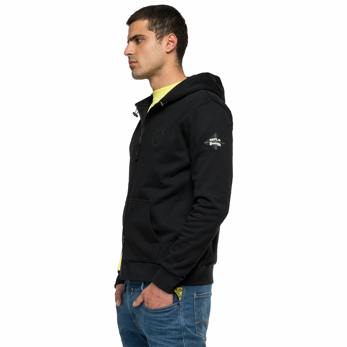 Replay｜フルジップフーディー REPLAY FOR HUSQVARNA｜フーディ｜ブラック｜モデル着用