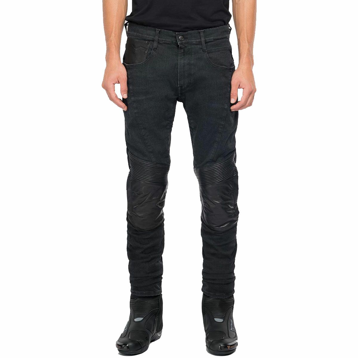 Replay｜REPLAY×DAINESE ハイパーコーデュラ ライディングデニムパンツ｜デニム｜ブラック｜モデル着用
