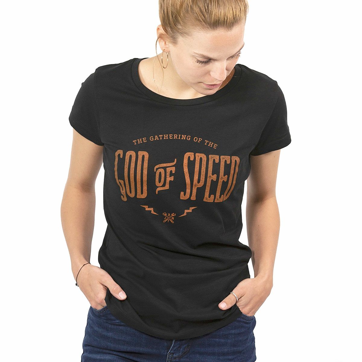 John Doe｜”ゴッド オブ スピード” Tシャツ ウーマン｜ブラック