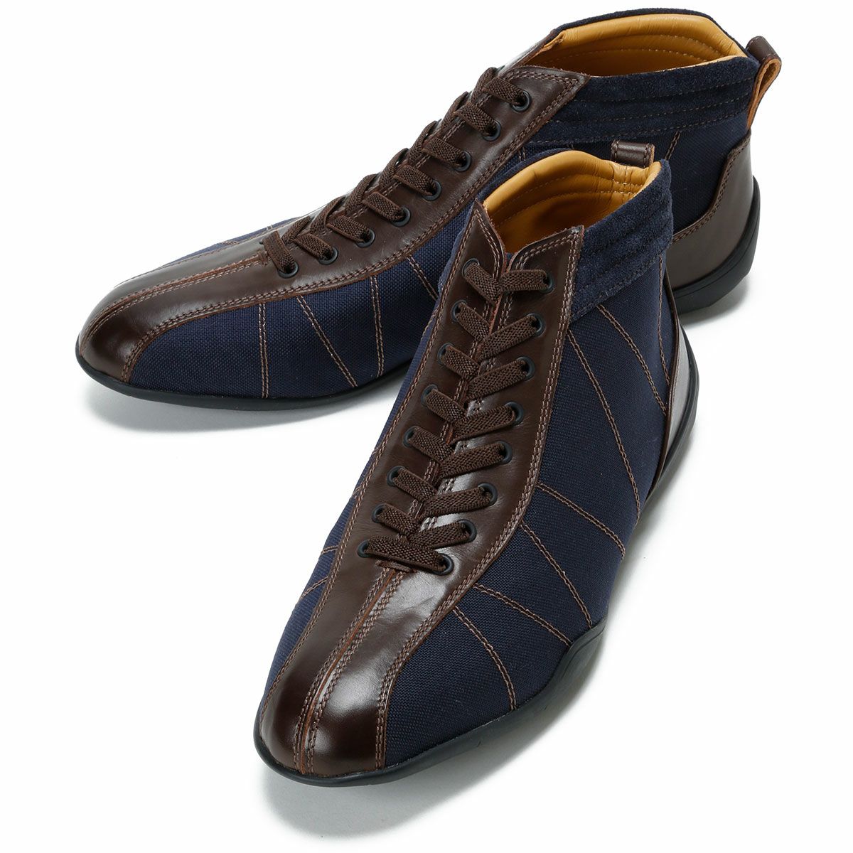 NEGRONI｜グランプリハイトップ｜スニーカー｜ネイビー＆クラシックブラウン