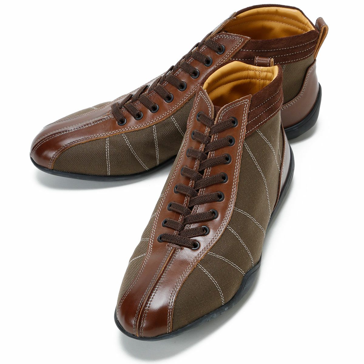 NEGRONI｜グランプリハイトップ｜スニーカー｜カーキ＆ミディアムブラウン