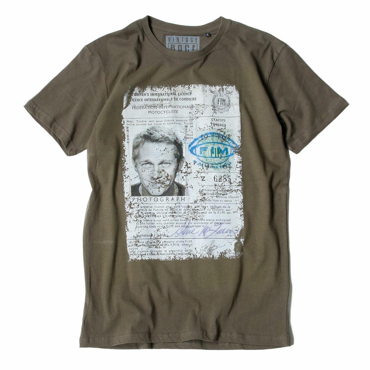 Fashion Helmet｜マックイーン ドライビング ライセンス Tシャツ｜ミリタリーグリーン
