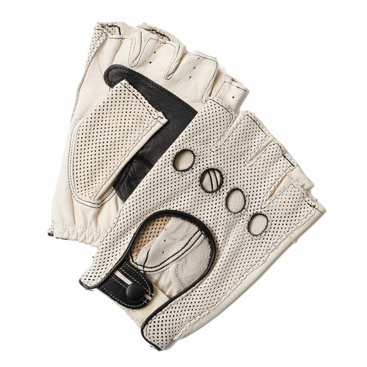 Motorimoda｜ナポリドライブ パンチングレザー｜ハーフ｜ベージュ