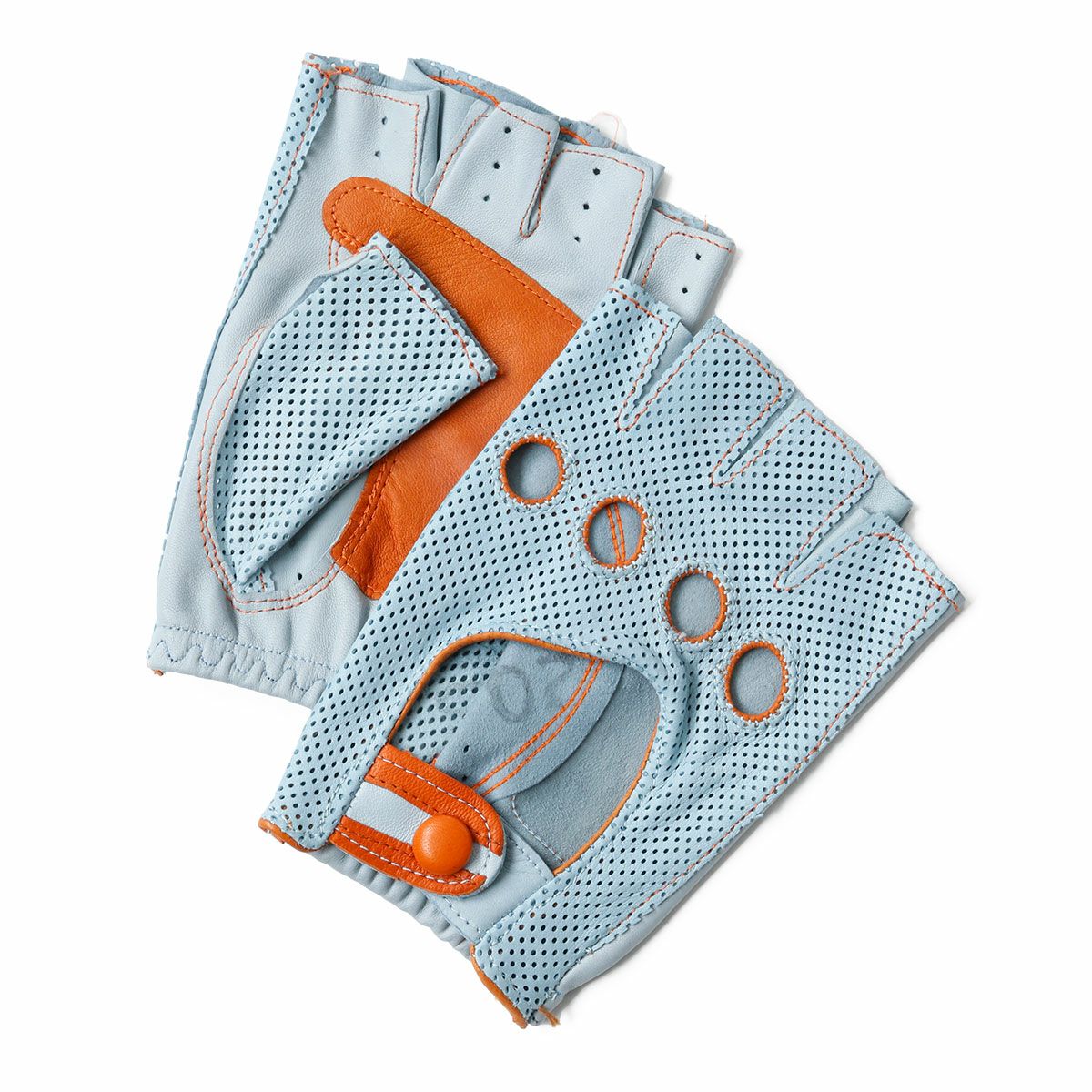 Motorimoda｜ナポリドライブ パンチングレザー｜ハーフ｜ライトブルー