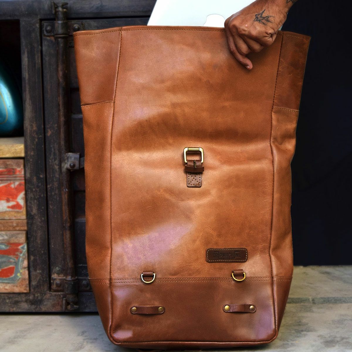 Trip Machine｜バックパック パニア｜ヴィンテージタン｜使用イメージ