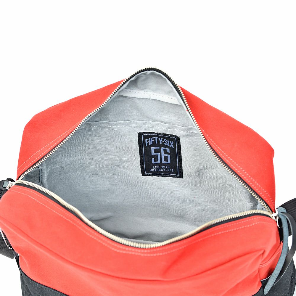 56design｜バイカラー キャンパス ショルダー バッグ｜レッド×ブラック