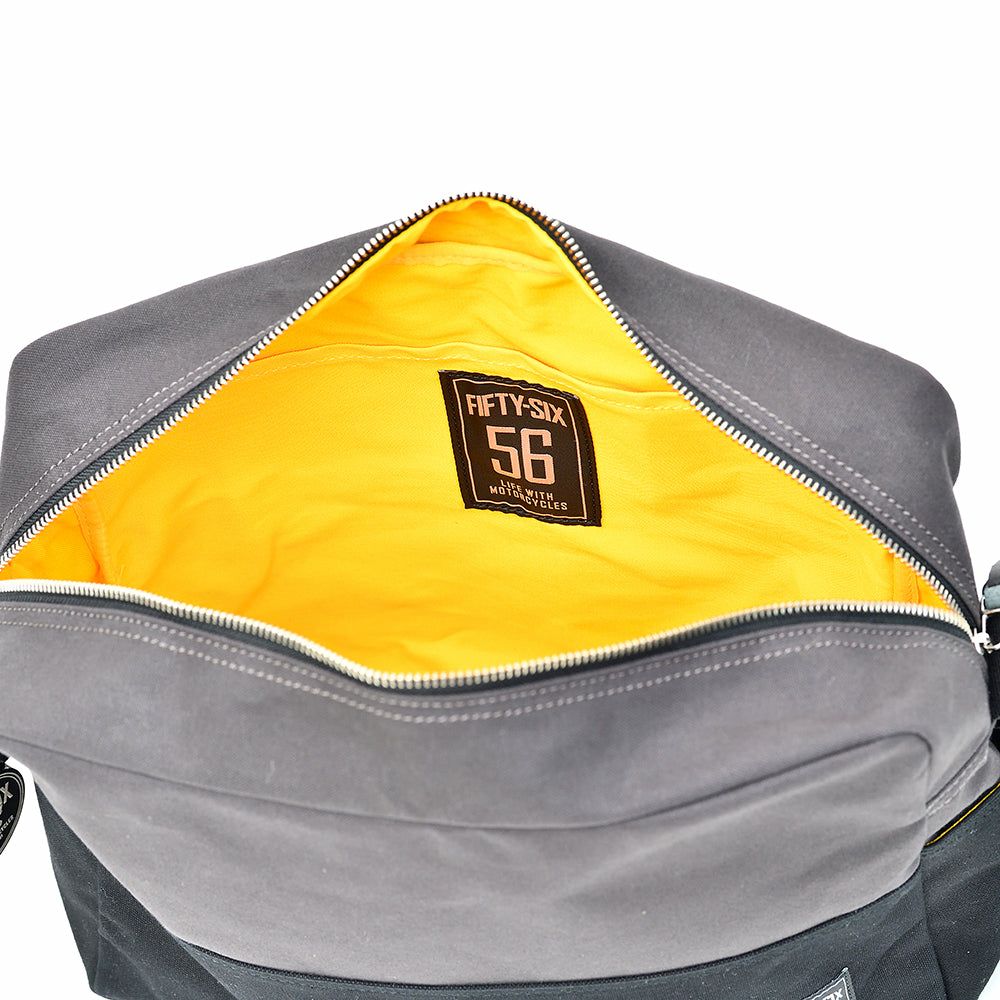 56design｜バイカラー キャンパス ショルダー バッグ｜スモーク×ブラック