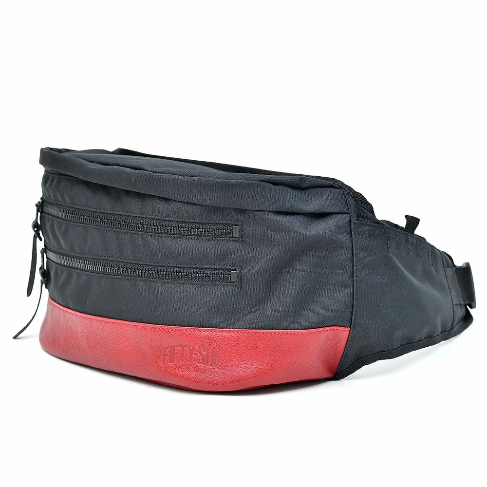 56design｜ウェスト ＆ ボディ コーデュラ バッグ｜ウエストバッグ｜レッド×ブラック