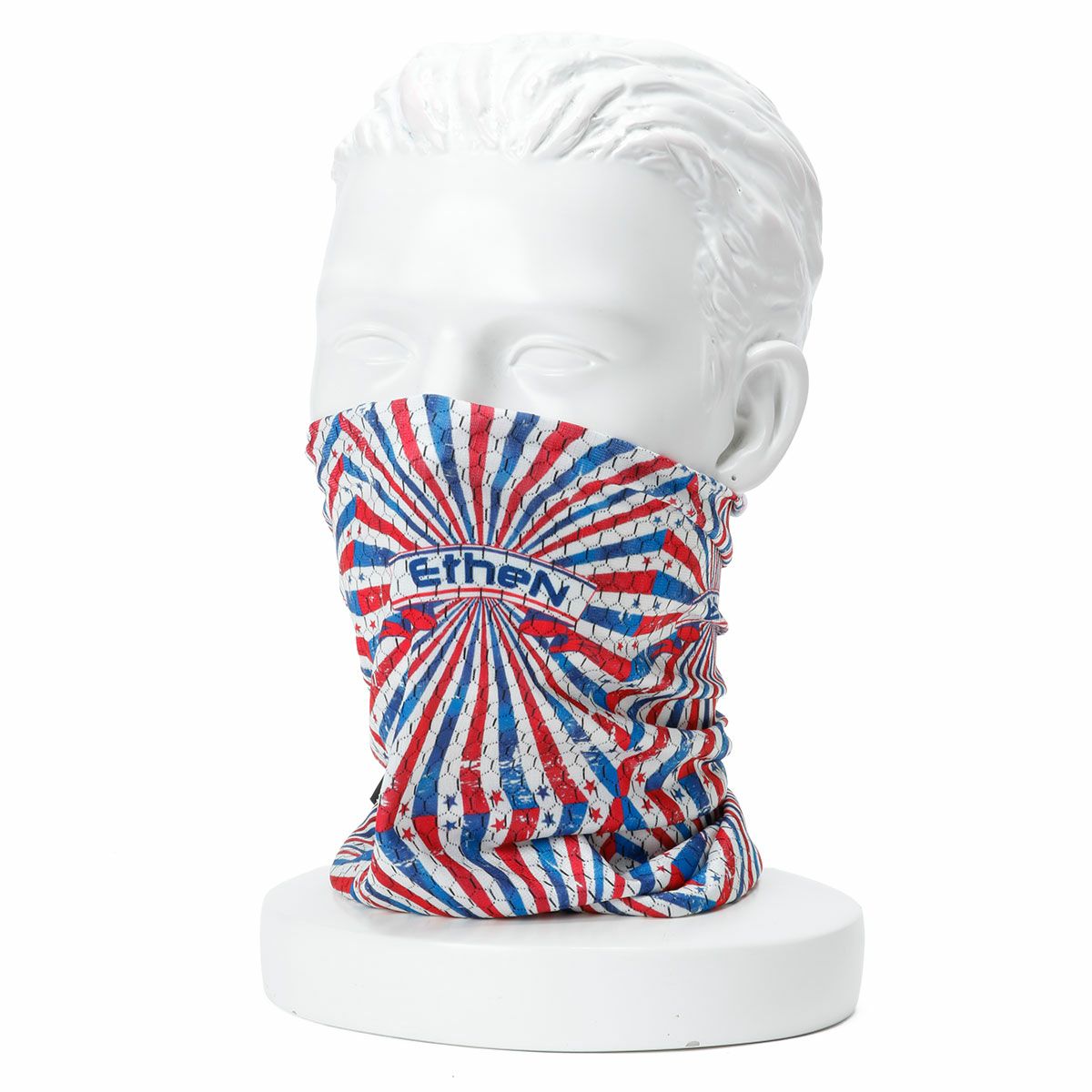 EtheN｜チューブ 037｜ネックカバー｜ブルー×レッド｜着用