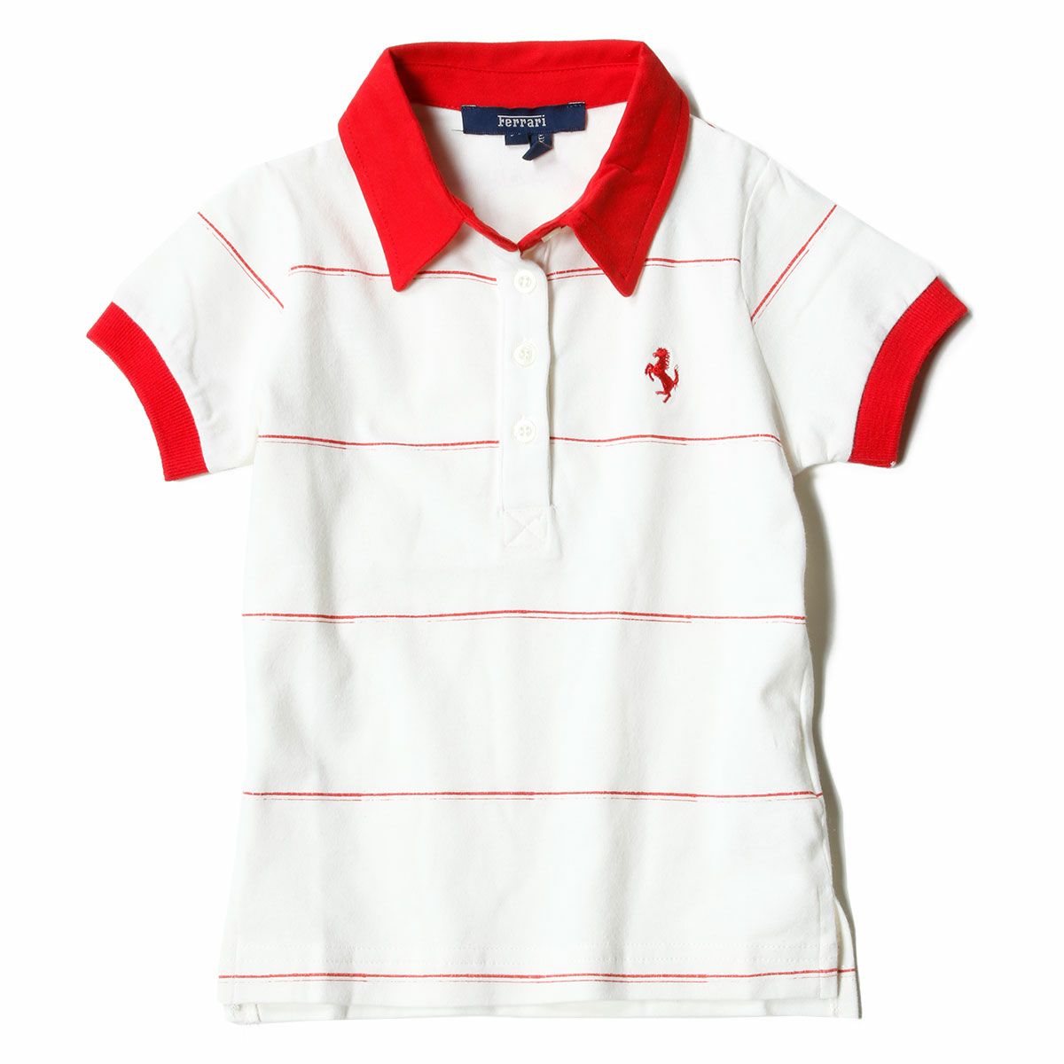Ferrari｜フェラーリ ストライプ キッズ ポロ｜ポロシャツ｜オフホワイト