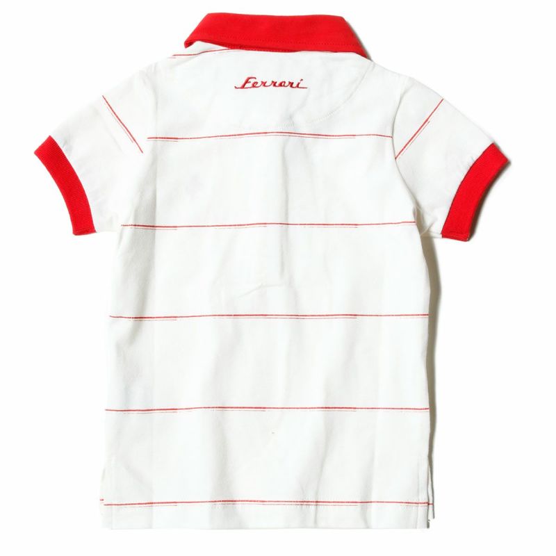 Ferrari｜フェラーリ ストライプ キッズ ポロ｜ポロシャツ｜オフホワイト