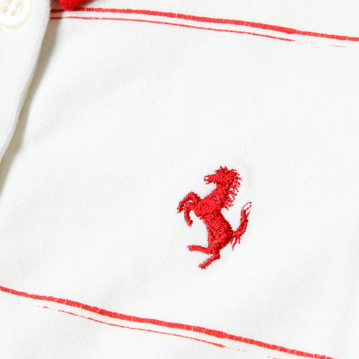 Ferrari｜フェラーリ ストライプ キッズ ポロ｜ポロシャツ｜オフホワイト