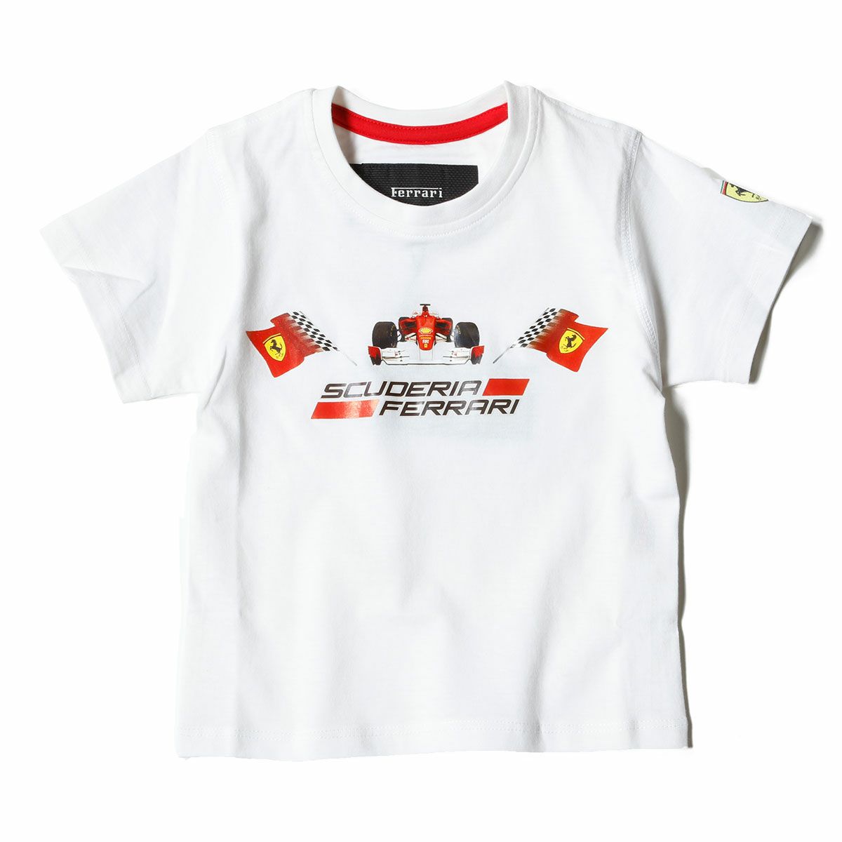 Ferrari｜フェラーリ フラッグ スクデット キッズ Tシャツ｜ホワイト