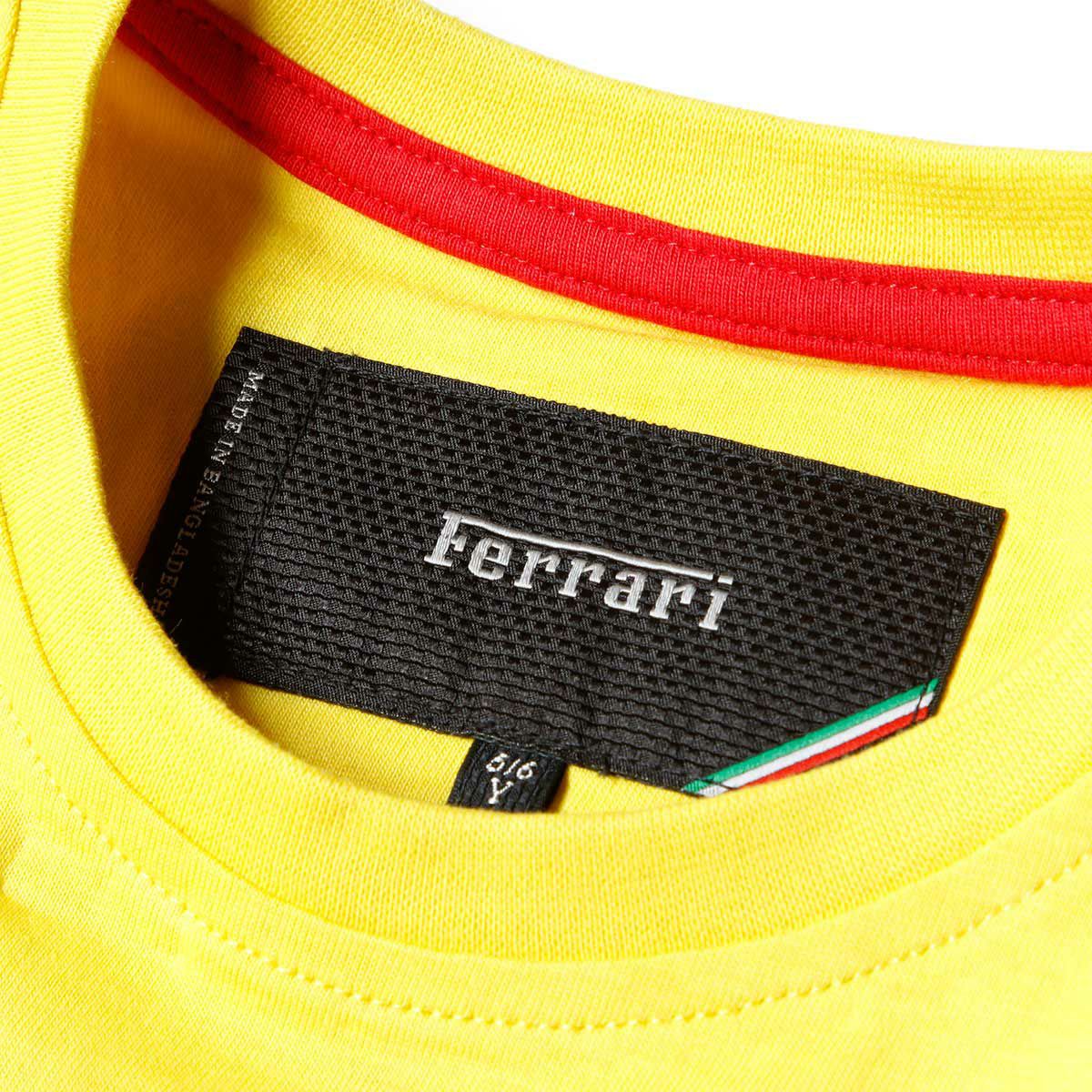 Ferrari｜フェラーリ フラッグ スクデット キッズ Tシャツ｜イエロー