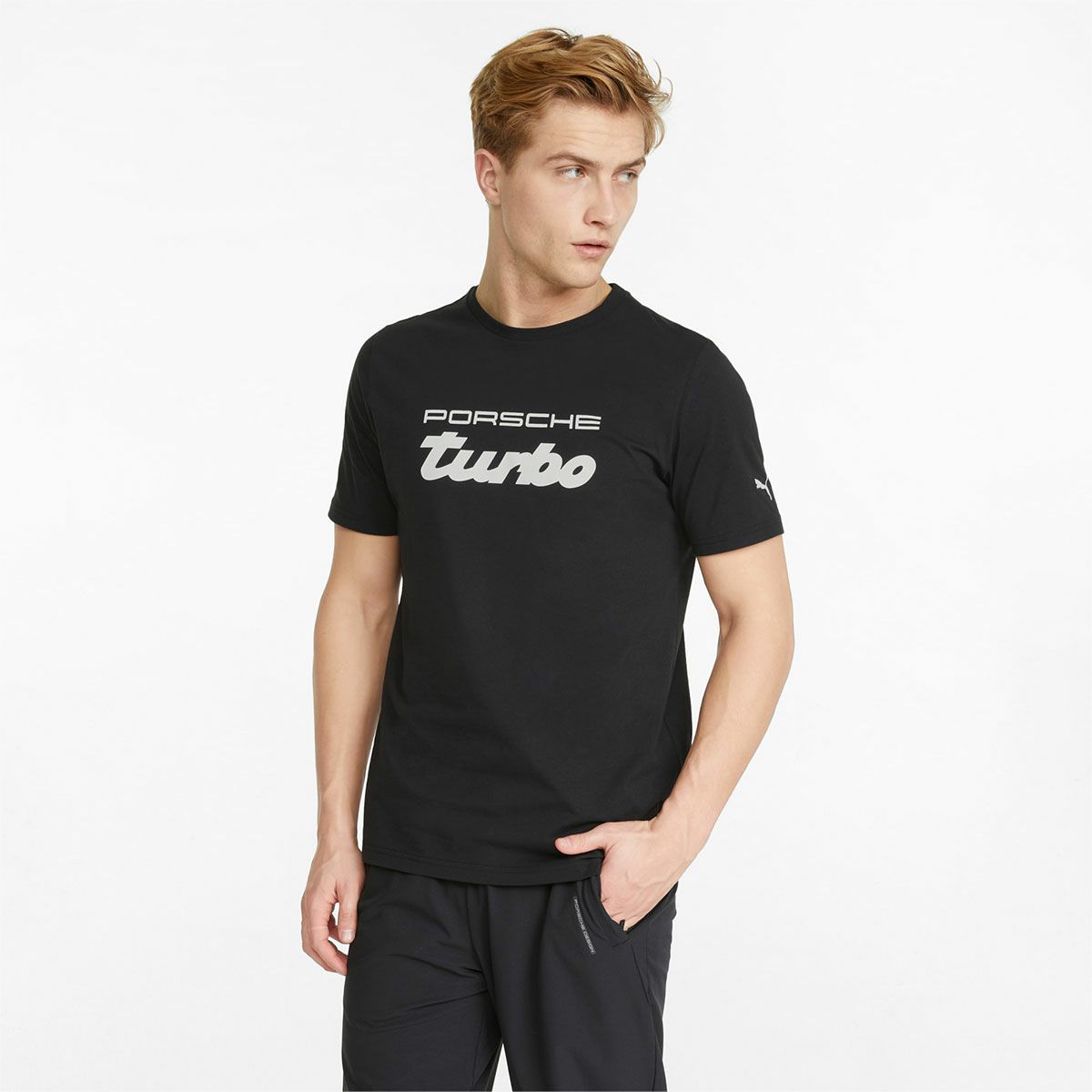 PORSCHE｜ポルシェ レガシー turbo 半袖 Tシャツ｜ブラック｜モデル着用