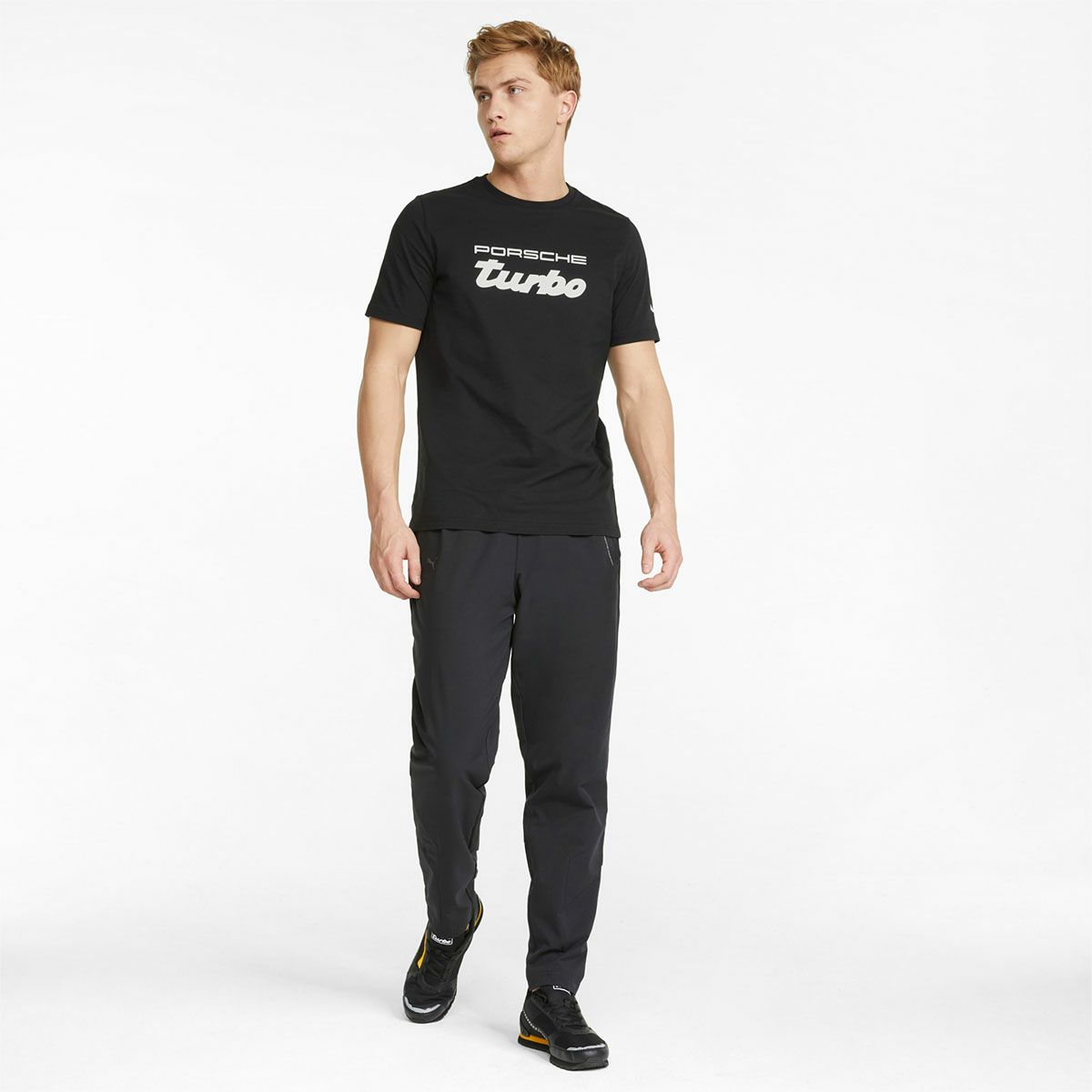 PORSCHE｜ポルシェ レガシー turbo 半袖 Tシャツ｜ブラック｜モデル着用