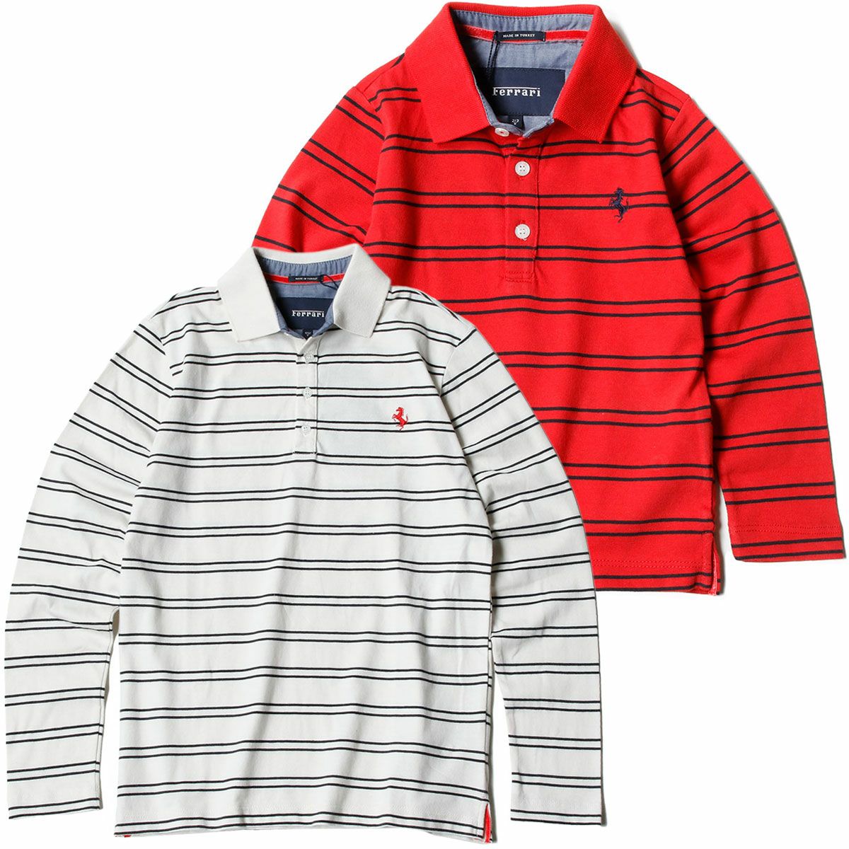 Ferrari｜フェラーリ ストライプ テスト ロングスリーブ キッズ ポロ｜ポロシャツ