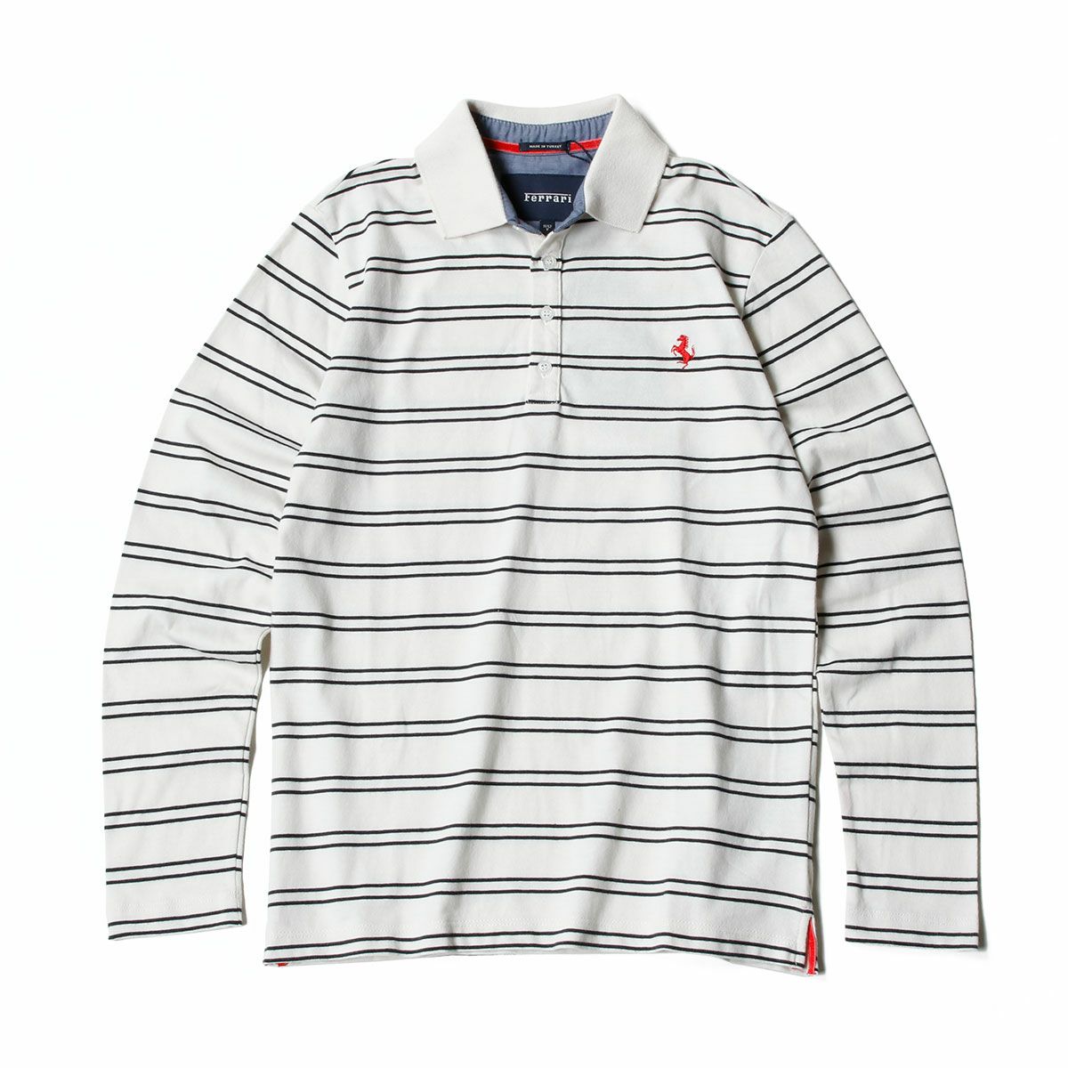 Ferrari｜フェラーリ ストライプ テスト ロングスリーブ キッズ ポロ｜ポロシャツ｜オフホワイト