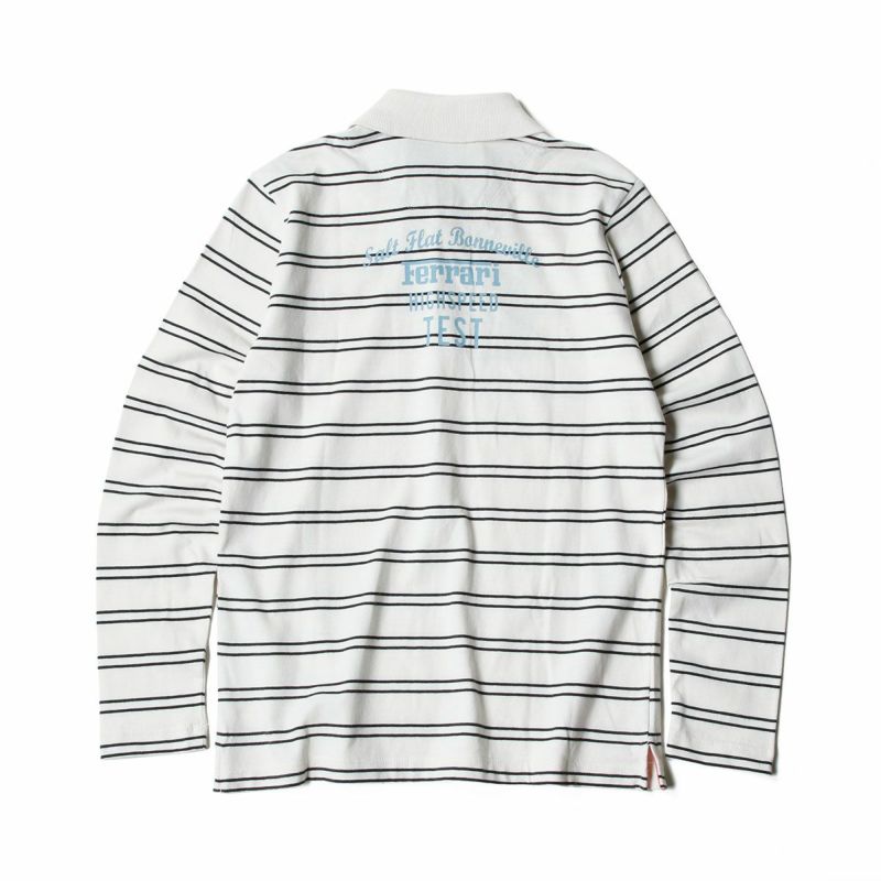 Ferrari｜フェラーリ ストライプ テスト ロングスリーブ キッズ ポロ｜ポロシャツ｜オフホワイト