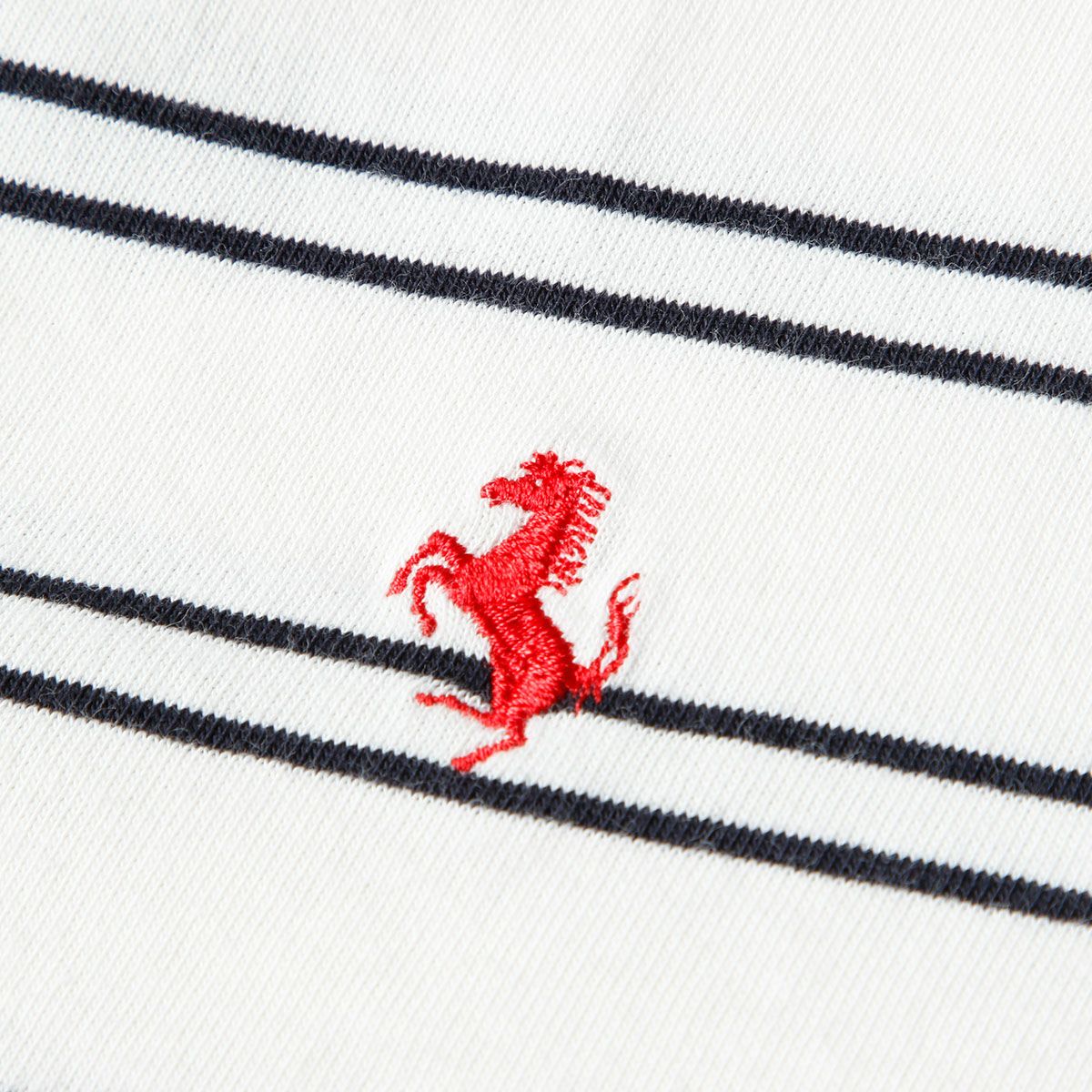 Ferrari｜フェラーリ ストライプ テスト ロングスリーブ キッズ ポロ｜ポロシャツ｜オフホワイト