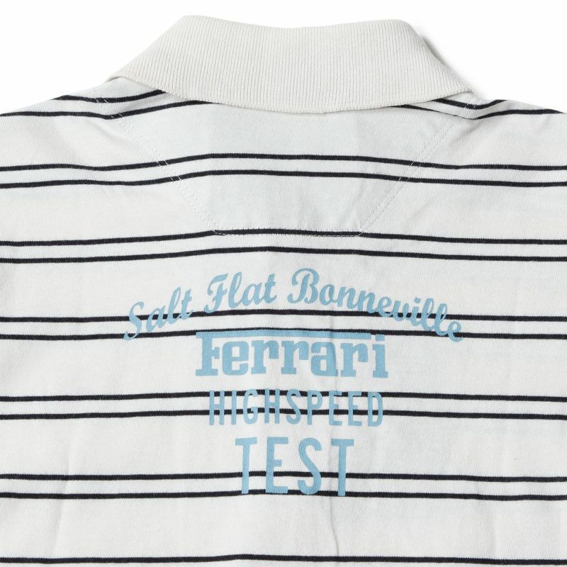Ferrari｜フェラーリ ストライプ テスト ロングスリーブ キッズ ポロ｜ポロシャツ｜オフホワイト