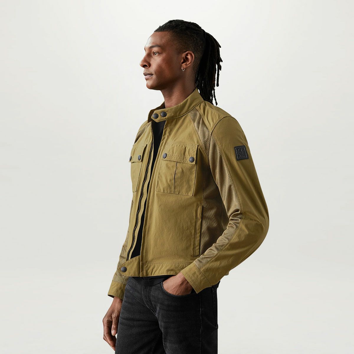 BELSTAFF｜テンプル モーターサイクル ジャケット｜メッシュ｜ベルスタッフオリーブ｜モデル着用