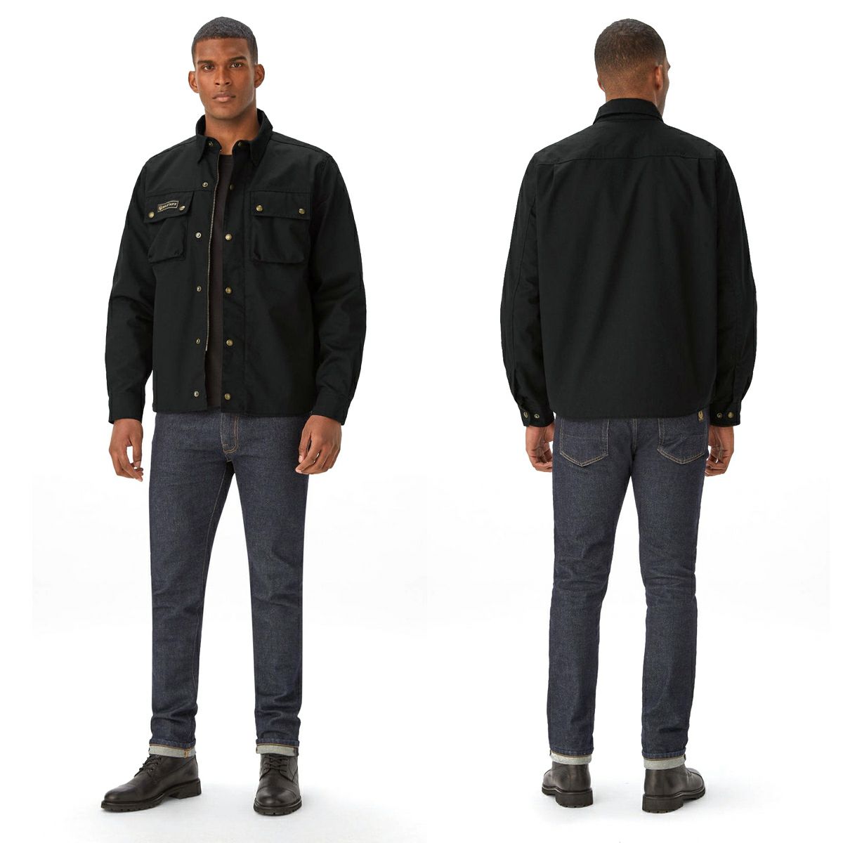 BELSTAFF｜マンション モーターサイクル シャツ｜ファブリック｜ブラック｜モデル着用