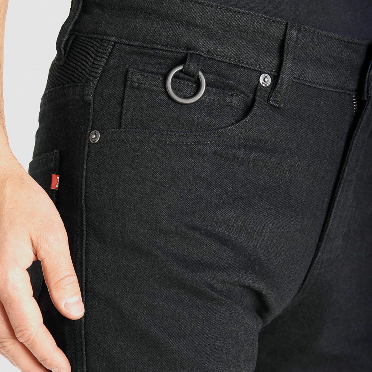 PANDO MOTO｜カール コア 02｜デニム｜ブラック｜モデル着用