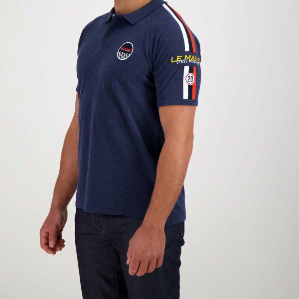 Steve McQueen｜ル・マン スティーブ・マックィーン レーシング 20 ポロ｜ポロシャツ｜ダークブルー｜モデル着用