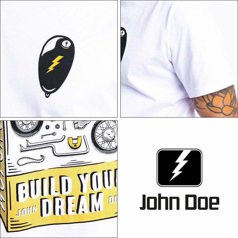 John Doe｜”BYD II” Tシャツ｜ホワイト｜モデル着用