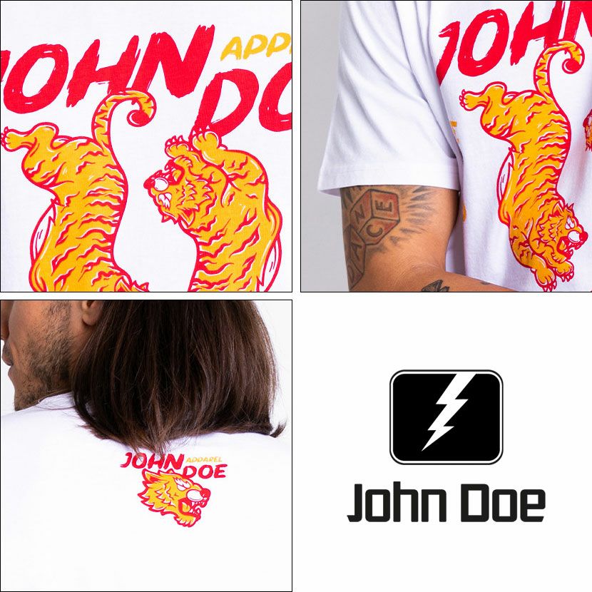John Doe｜”タイガー I” Tシャツ｜ホワイト｜モデル着用